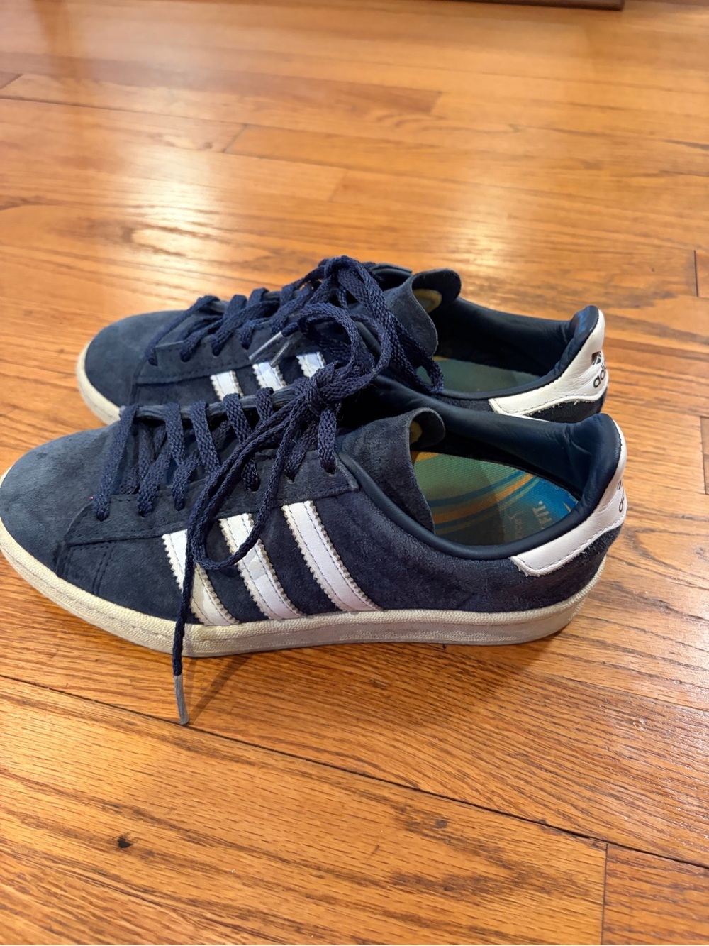 Adidas Navy Suede Campus Sneakers with White Stripes